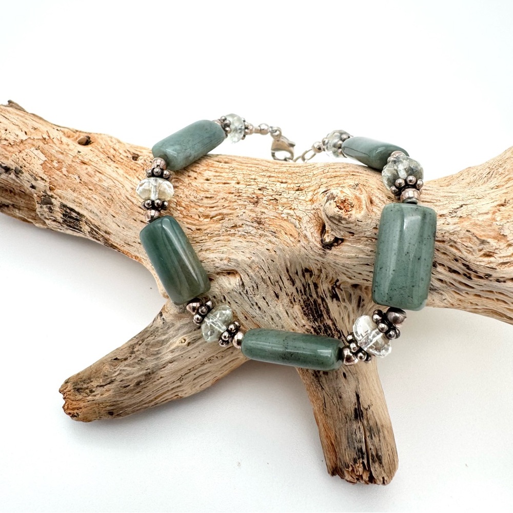 Green Aventurine & Sterling Silver Bracelet